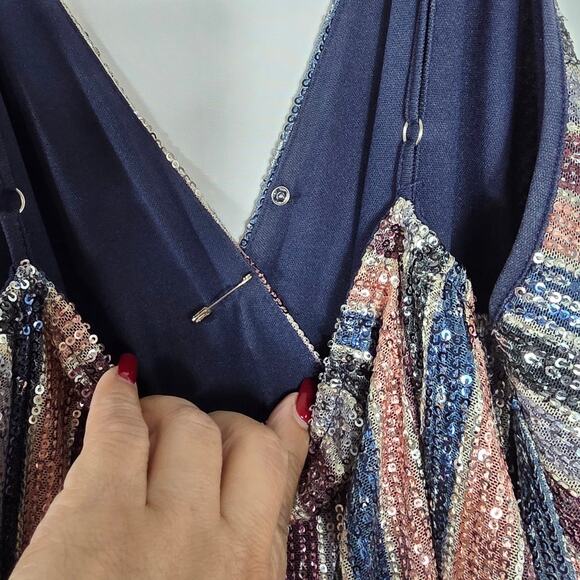 Dao Chloe Dao Jumpsuit Womens Large Multicolor Sequin Wide Leg Party Glam Y2K - Picture 6 of 14